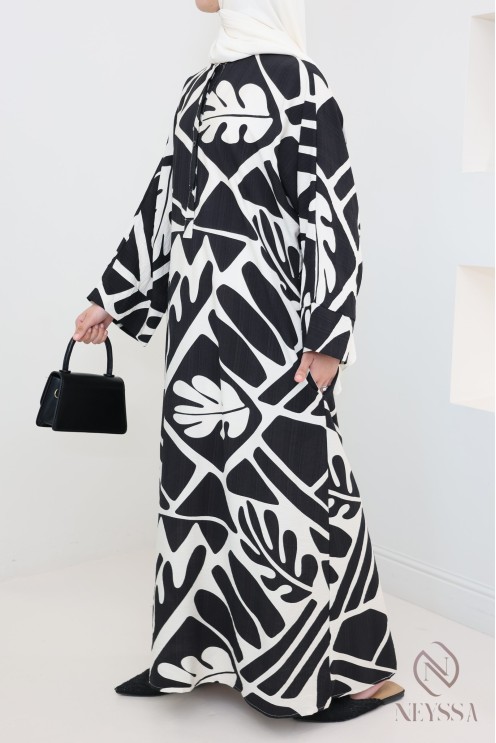 Longue robe effet lin modeste et tendance, convient femme allaitante