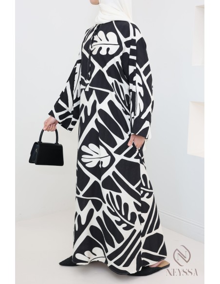 Longue robe effet lin modeste et tendance, convient femme allaitante