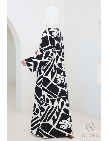 Longue robe effet lin modeste et tendance, convient femme allaitante