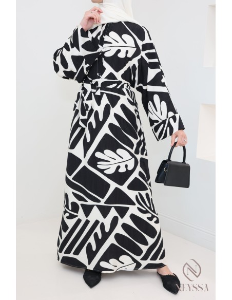 robe longue imprimée noir et blanc NEYSSA