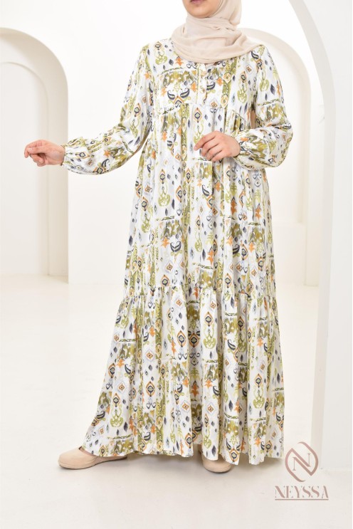 Langes Satin-Kleid mit Druckmotiven, ultra elegant für den Sommer.