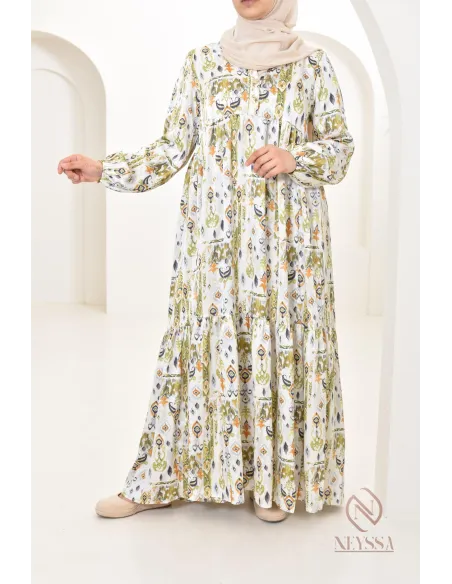 Langes Satin-Kleid mit Druckmotiven, ultra elegant für den Sommer.