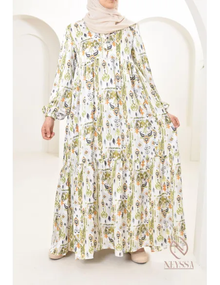 Langes Satin-Kleid mit Druckmotiven, ultra elegant für den Sommer.