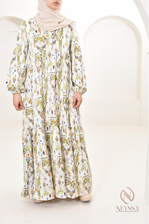 Langes Satin-Kleid mit Druckmotiven, ultra elegant für den Sommer.