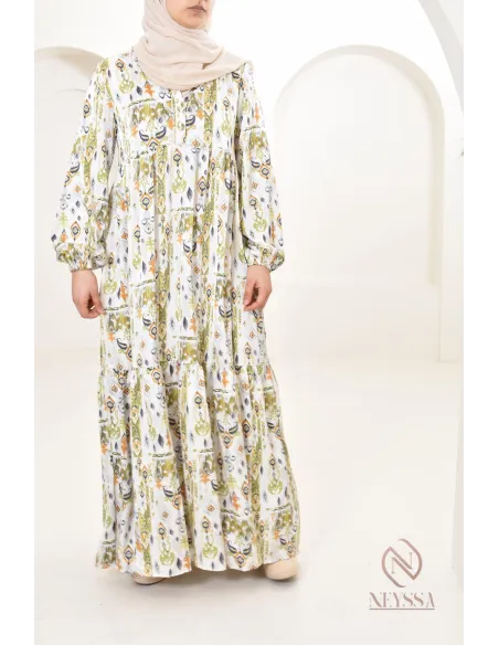 Langes Satin-Kleid mit Druckmotiven, ultra elegant für den Sommer.