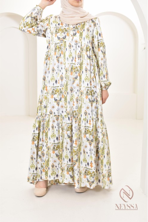 Langes Satin-Kleid mit Druckmotiven, ultra elegant für den Sommer.