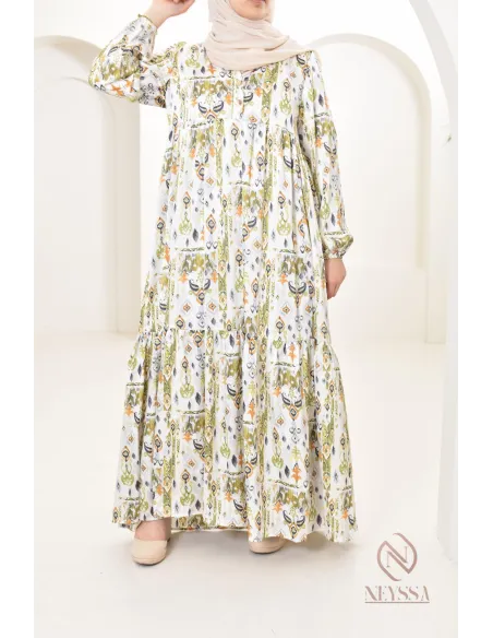 Langes Satin-Kleid mit Druckmotiven, ultra elegant für den Sommer.