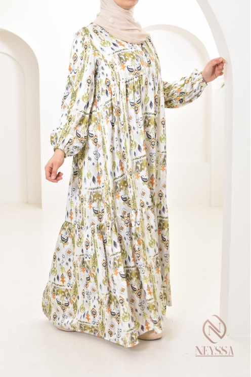 Langes Satin-Kleid mit Druckmotiven, ultra elegant für den Sommer.