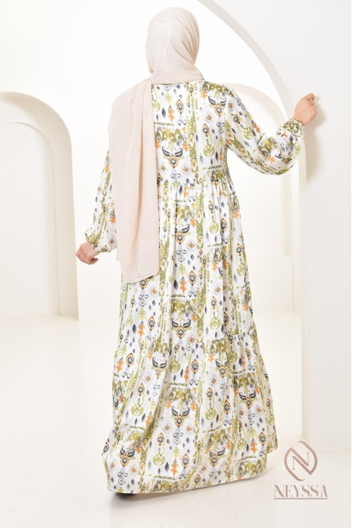 Langes Satin-Kleid mit Druckmotiven, ultra elegant für den Sommer.