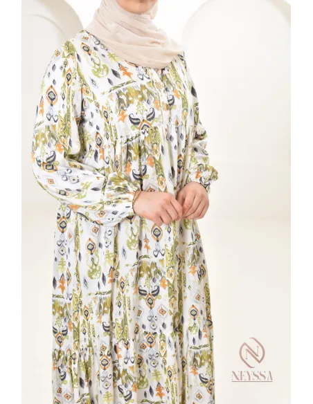 Langes Satin-Kleid mit Druckmotiven, ultra elegant für den Sommer.