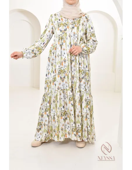 Langes Satin-Kleid mit Druckmotiven, ultra elegant für den Sommer.