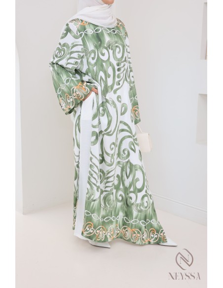 Long slit tunic with linen-effect palazzo women's hijabi set