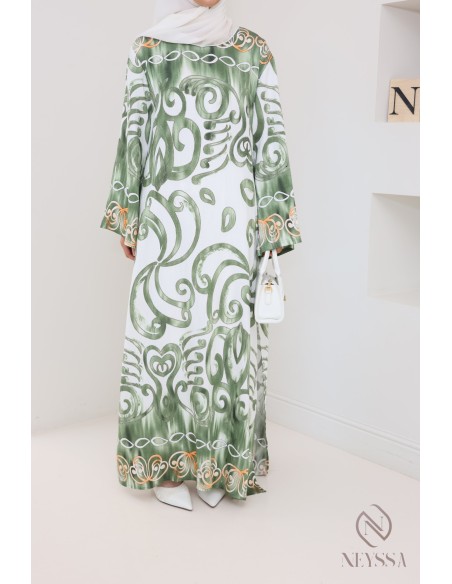 Ensemble tunique longue à fentes avec palazzo effet  lin femme hijabi