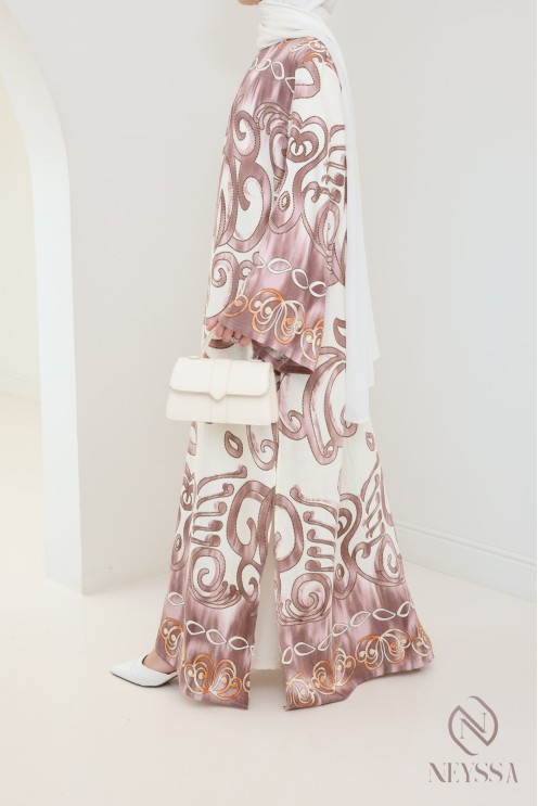 Ensemble 2 pièces femme tunique + palazzo en effet lin pour l'été