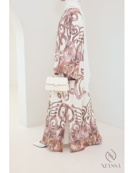 Ensemble 2 pièces femme tunique + palazzo en effet lin pour l'été