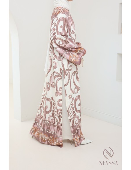 Ensemble 2 pièces femme tunique + palazzo en effet lin pour l'été