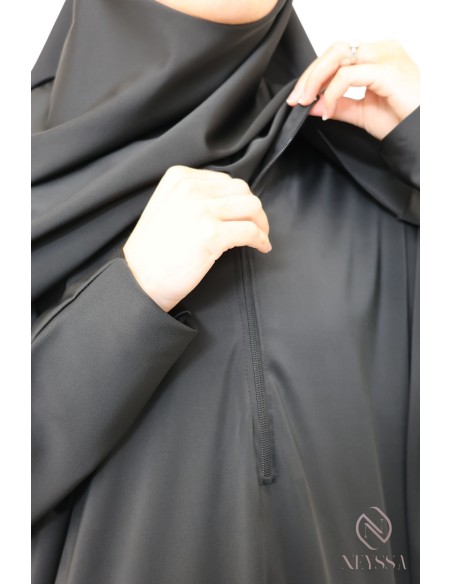 Jilbab de bain khimar noir pour femme musulmane musulmane