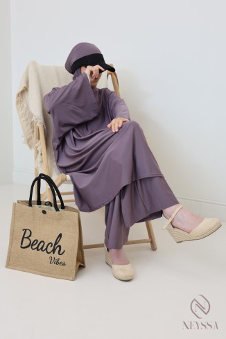 Burkini mit weitem Schnitt Tunika, Palazzo und Kapuze. 2