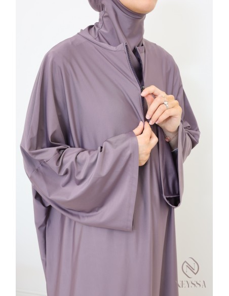 Full-cut burkini, tunic, palazzo and hood, water-repellent fabric