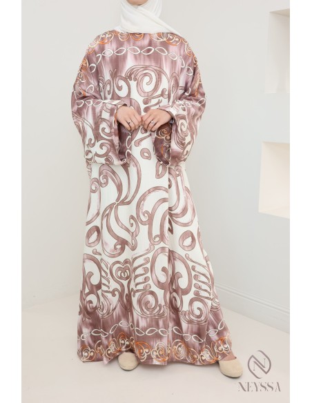 Langes Kleid im Abaya-Stil Schmetterlingsschnitt originellen Mustern