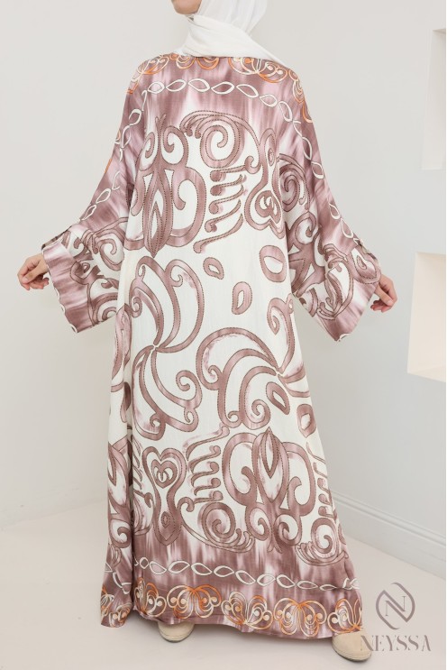 Langes Kleid im Abaya-Stil Schmetterlingsschnitt originellen Mustern