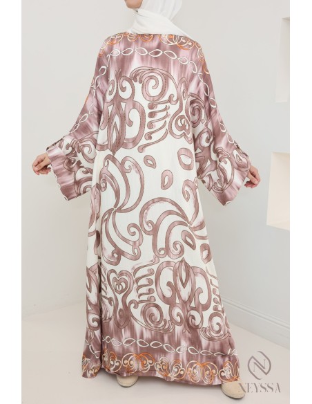 Langes Kleid im Abaya-Stil Schmetterlingsschnitt originellen Mustern