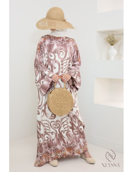 Langes Kleid im Abaya-Stil Schmetterlingsschnitt originellen Mustern