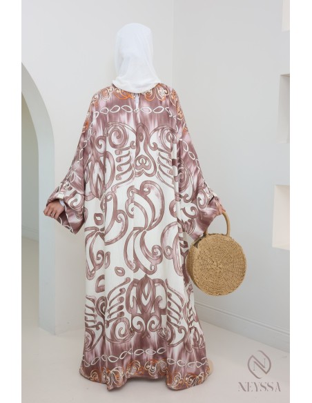 Langes Kleid im Abaya-Stil Schmetterlingsschnitt originellen Mustern