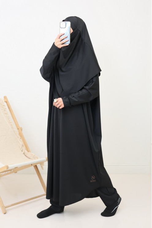 Jilbab de bain khimar noir pour femme musulmane musulmane