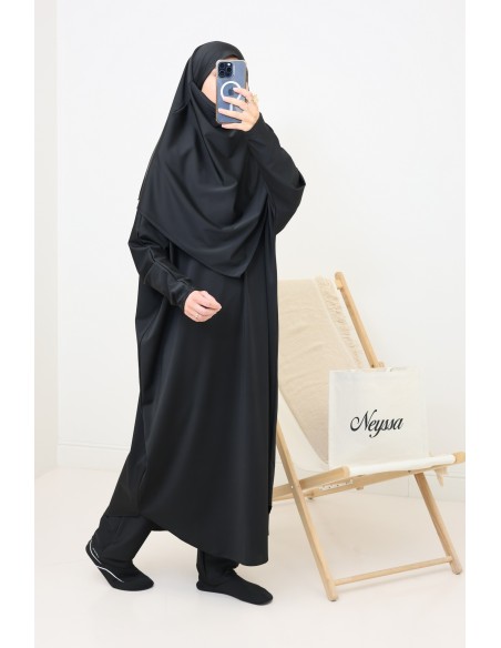 Jilbab de bain khimar noir pour femme musulmane musulmane
