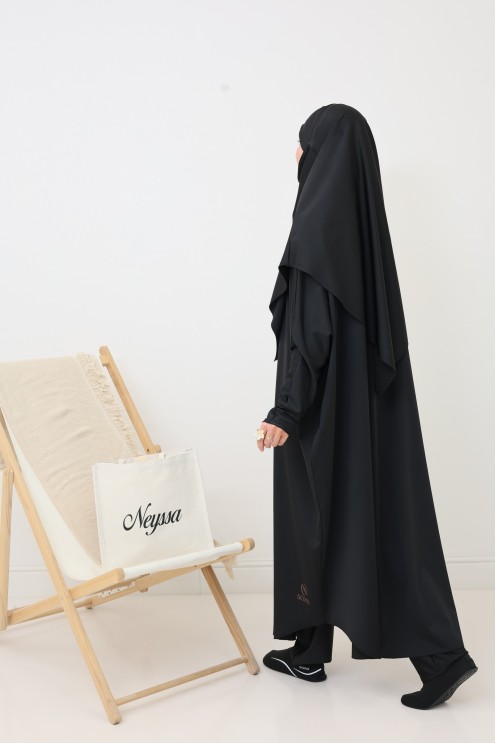 Jilbab de bain khimar noir pour femme musulmane musulmane
