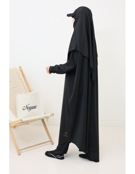 Jilbab de bain khimar noir pour femme musulmane musulmane