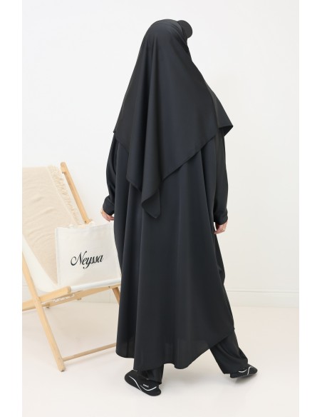 Jilbab de bain khimar noir pour femme musulmane musulmane