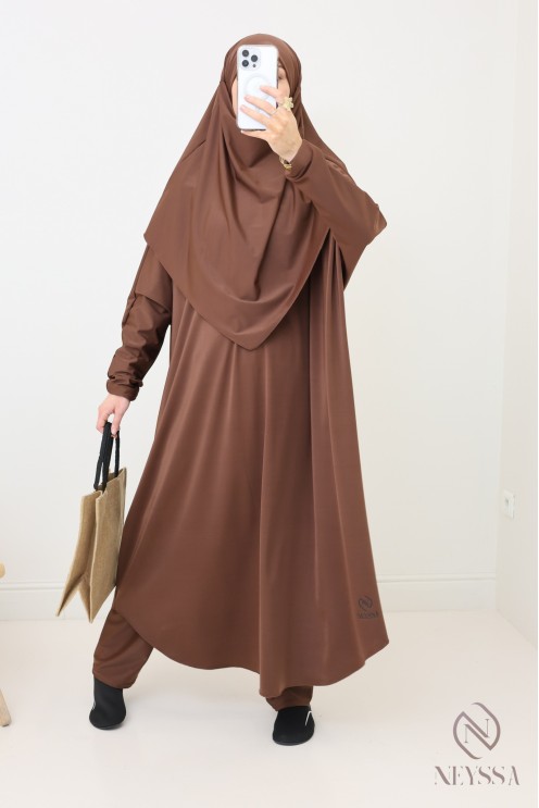 Modest Schokolade Burkini für Frauen Bad Jilbeb mit Khimar