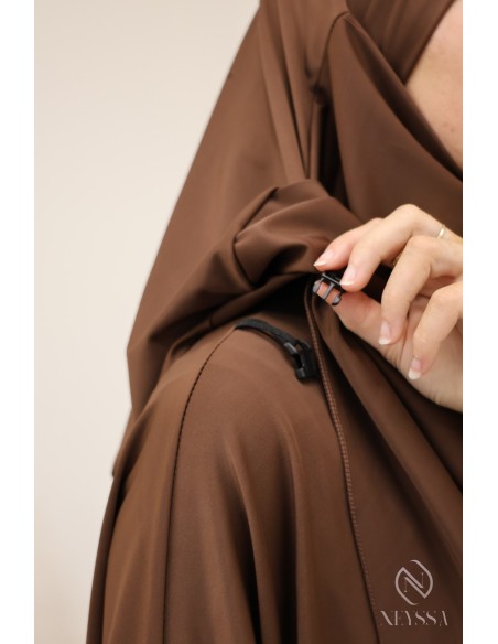 Modest chocolate burkini for woman bath jilbeb with khimar