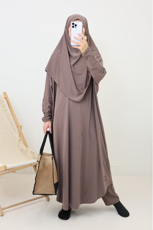 Bademantel-Jilbeb verschleierte Damen, lange Tunika und Bade-Khimar