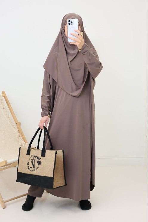 Bademantel-Jilbeb verschleierte Damen, lange Tunika und Bade-Khimar