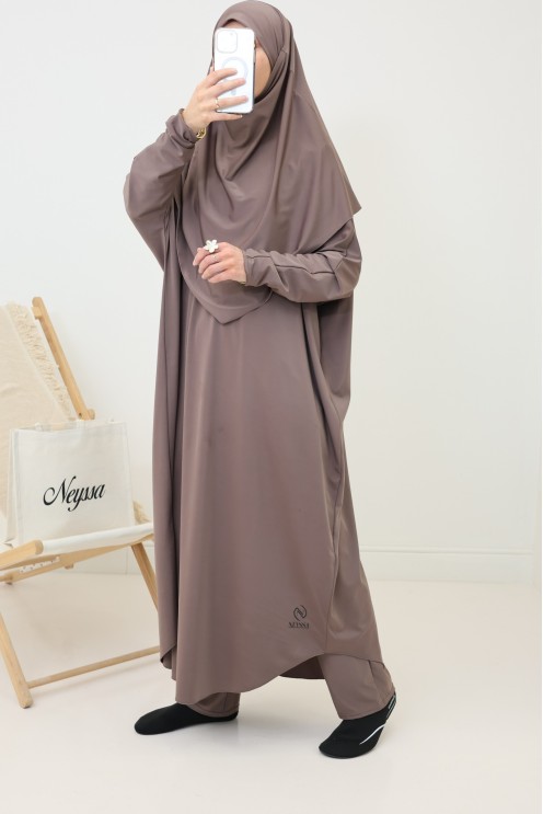 Jilbeb de bain pour femme voilée, tunique longue, palazzo et khimar de bain