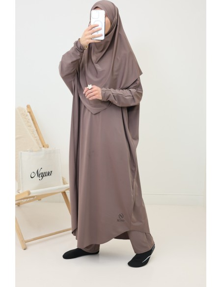 Women’s veiled bath jilbeb, long tunic, palazzo and bath khimar