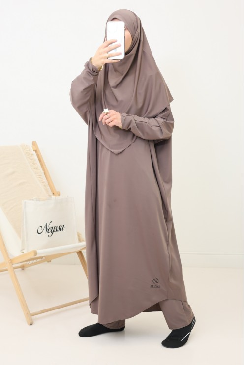 Women’s veiled bath jilbeb, long tunic, palazzo and bath khimar