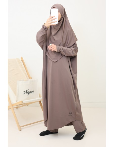 Bademantel-Jilbeb verschleierte Damen, lange Tunika und Bade-Khimar