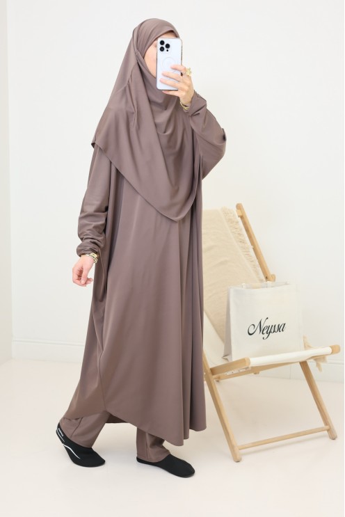 Women’s veiled bath jilbeb, long tunic, palazzo and bath khimar