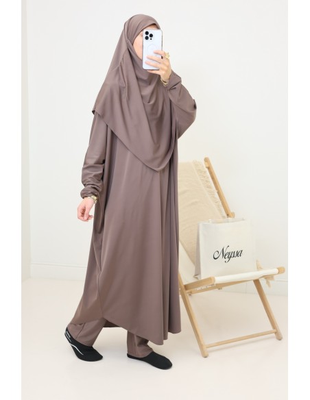 Jilbeb de bain pour femme voilée, tunique longue, palazzo et khimar de bain