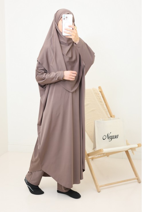 Jilbeb de bain pour femme voilée, tunique longue, palazzo et khimar de bain