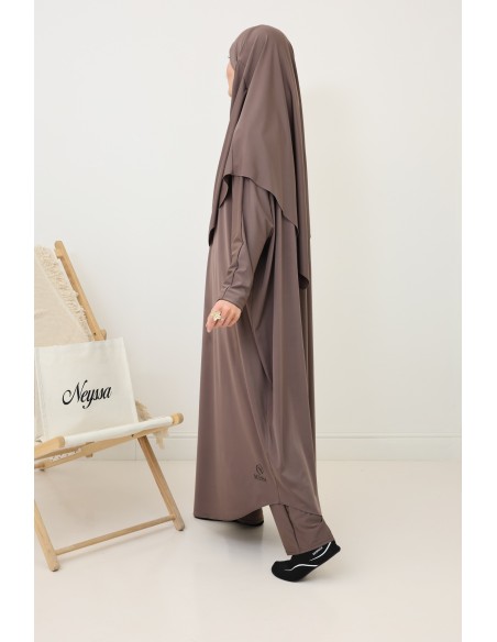 Bademantel-Jilbeb verschleierte Damen, lange Tunika und Bade-Khimar