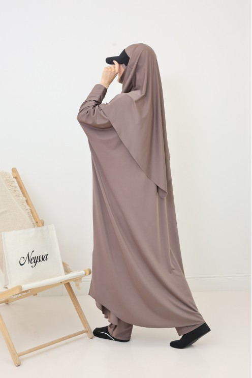 Bademantel-Jilbeb verschleierte Damen, lange Tunika und Bade-Khimar