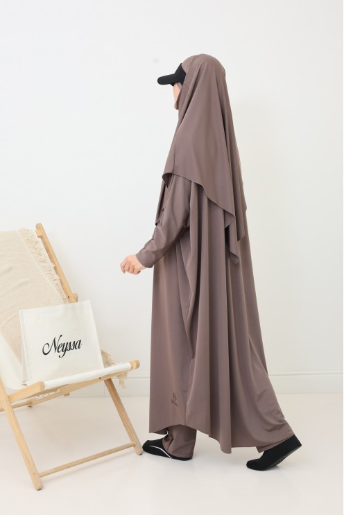 Jilbeb de bain pour femme voilée, tunique longue, palazzo et khimar de bain