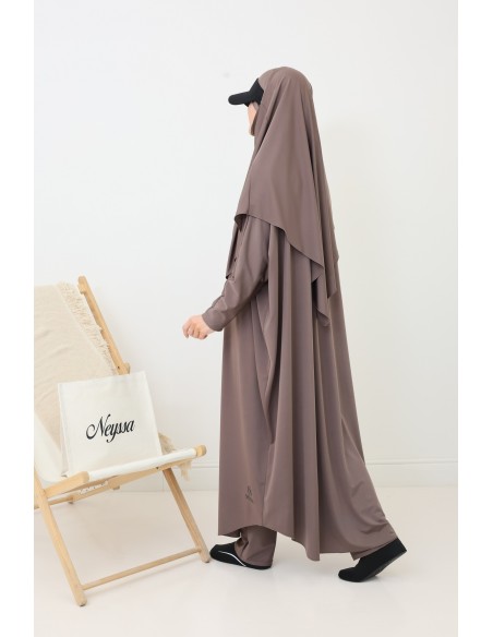 Jilbeb de bain pour femme voilée, tunique longue, palazzo et khimar de bain