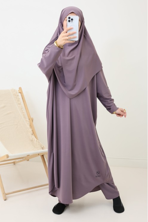 Burkini style Jilbeb khimar bath, long tunic, palazzo woman