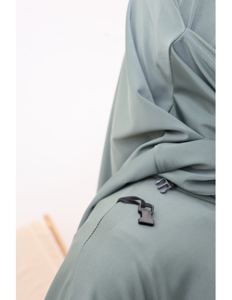 Jilbab de bain kaki hydrofuge, khimar, tunique et pantalon intégré